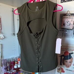 Olive Lace-Up Women's Top